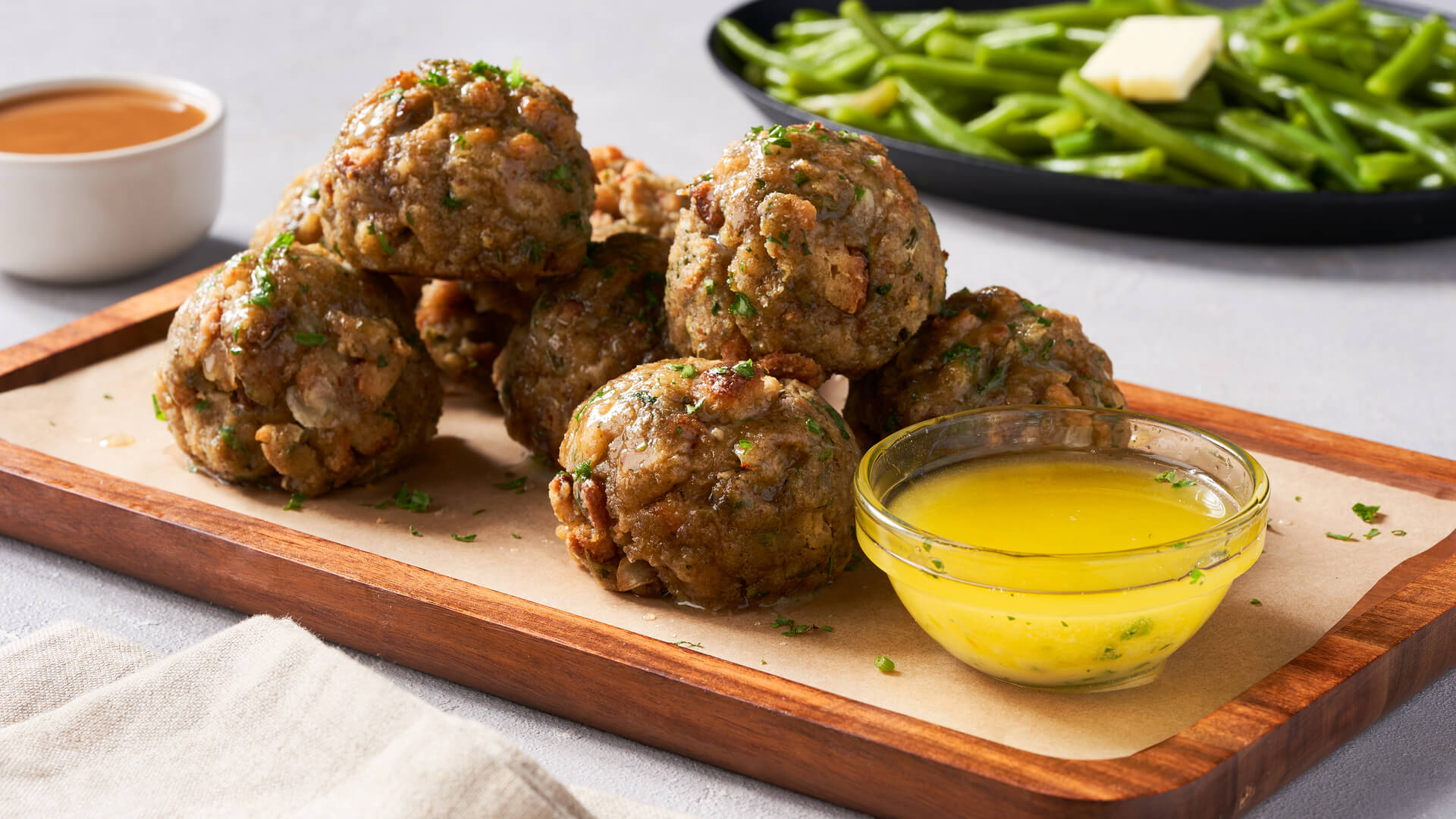 Buttery Stuffing Balls with Turkey Gravy